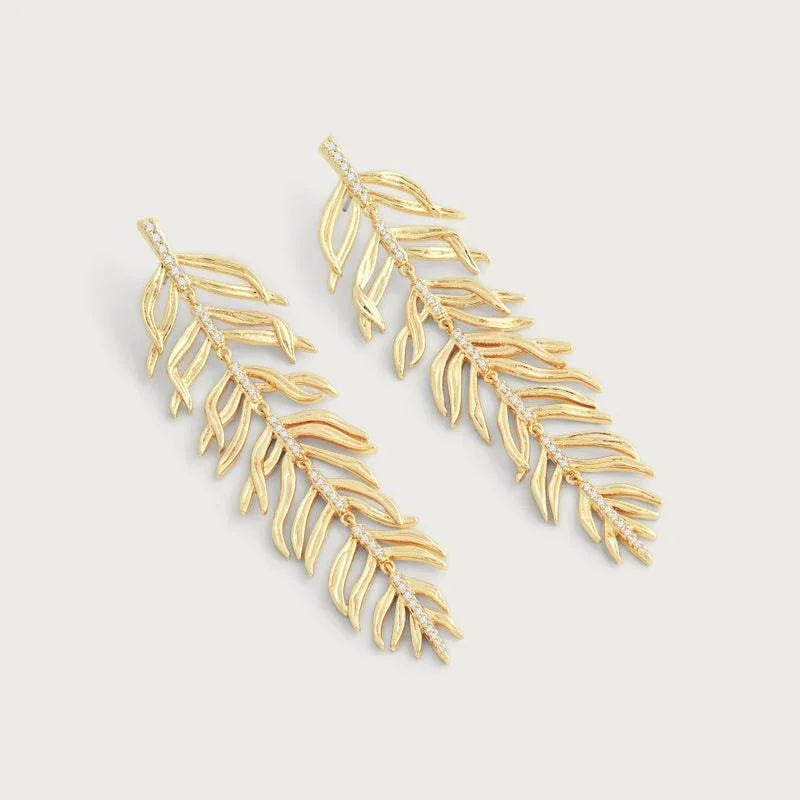 Palm Leaves Dangle Earrings - Anabel Aram