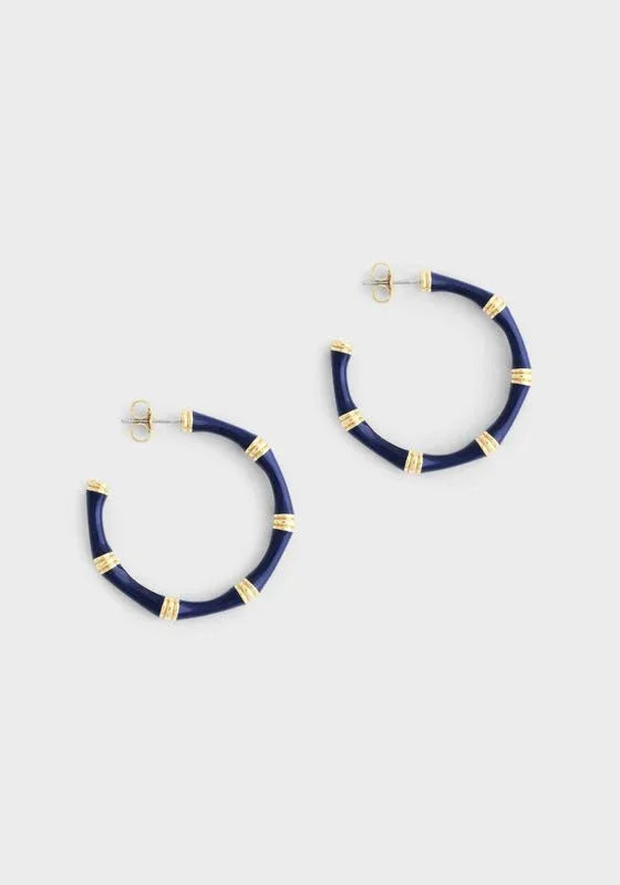 Bamboo Enameled Hoop Earrings - Anabel Aram