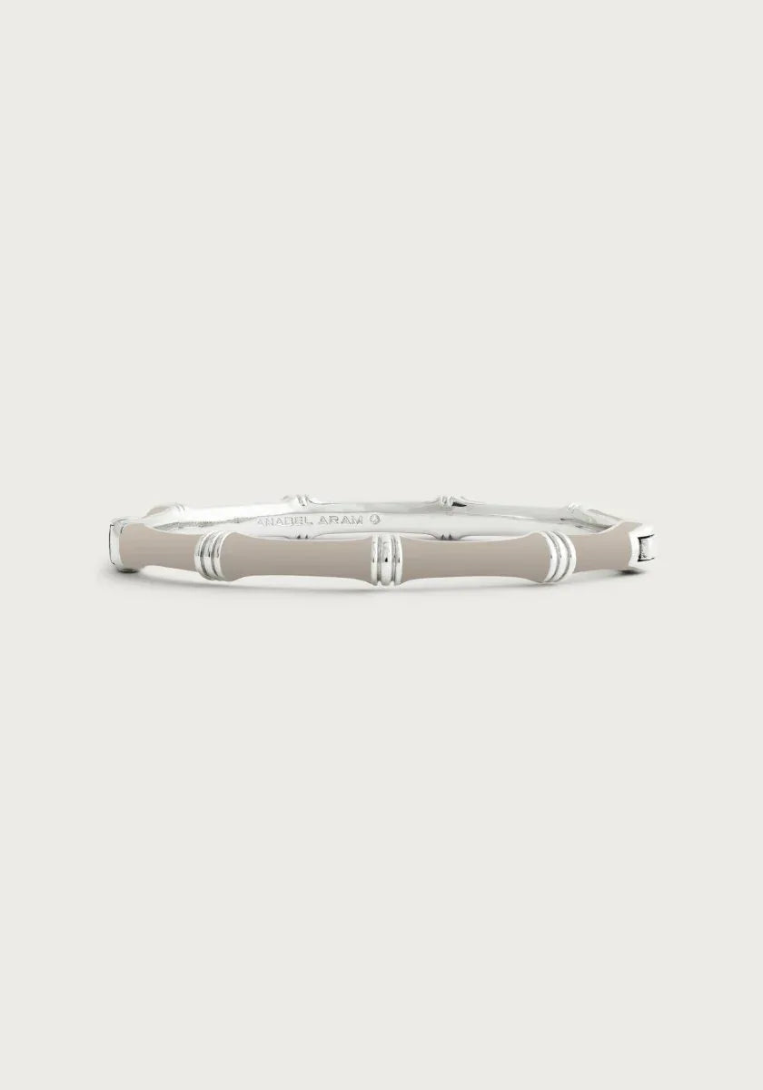 Bamboo Enameled Hinged Bangle, Silver - Anabel Aram