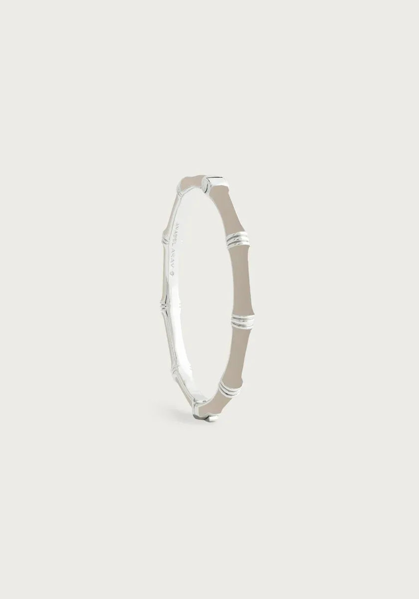 Bamboo Enameled Hinged Bangle, Silver - Anabel Aram