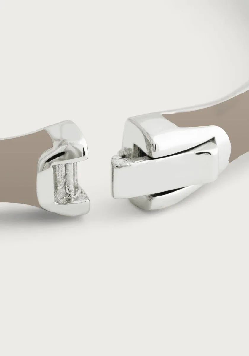 Bamboo Enameled Hinged Bangle, Silver - Anabel Aram