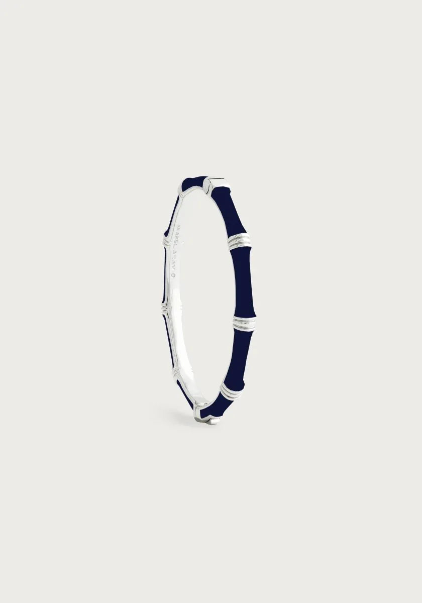 Bamboo Enameled Hinged Bangle, Silver - Anabel Aram
