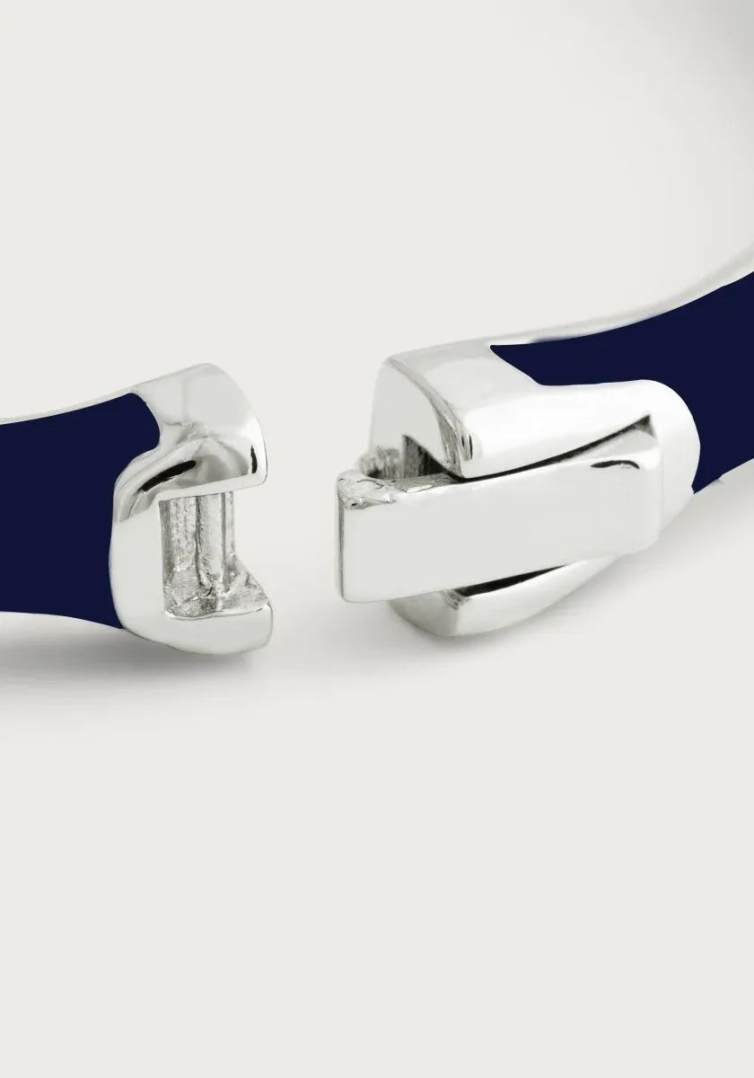 Bamboo Enameled Hinged Bangle, Silver - Anabel Aram