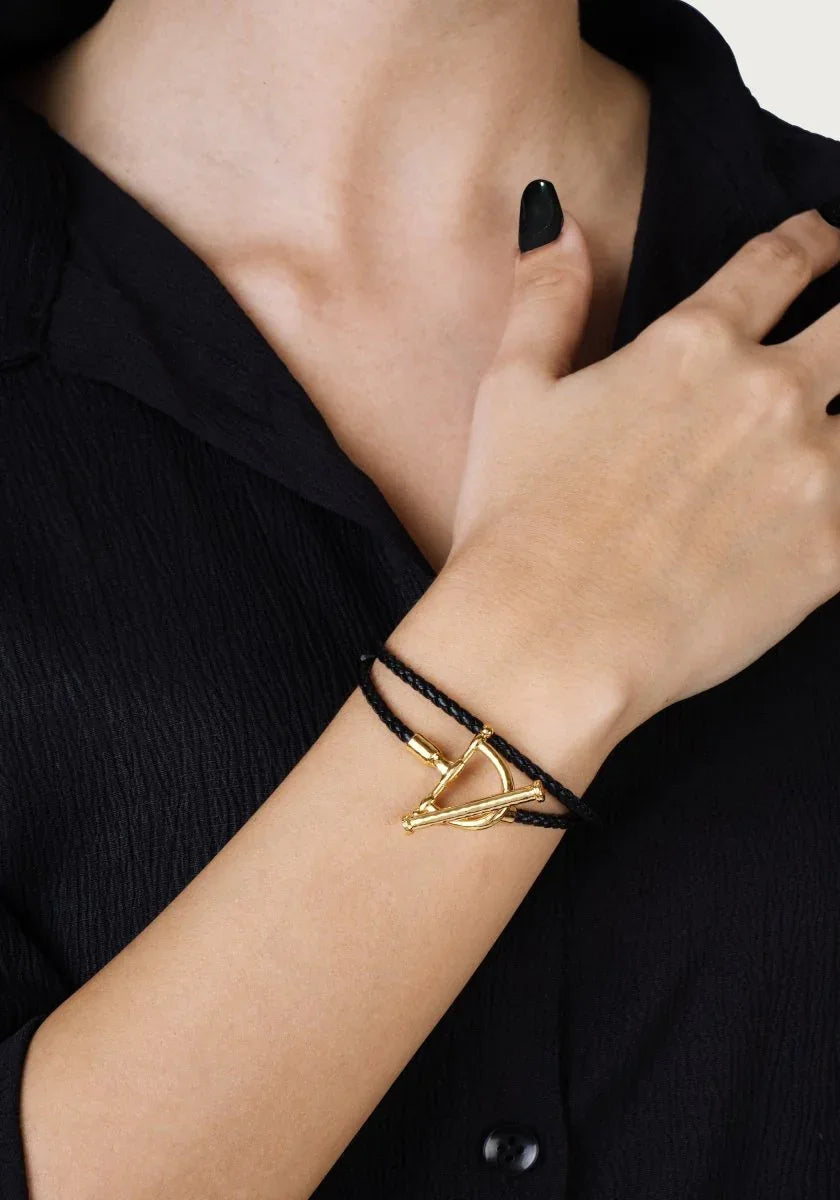 Cheval Leather Wrap Bracelet, Gold - Anabel Aram