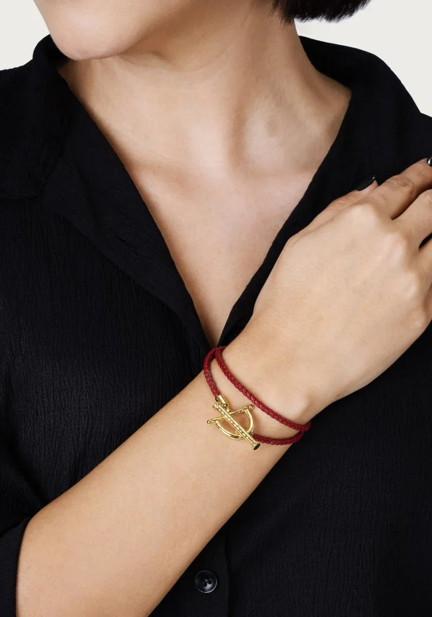 Cheval Leather Wrap Bracelet, Gold - Anabel Aram