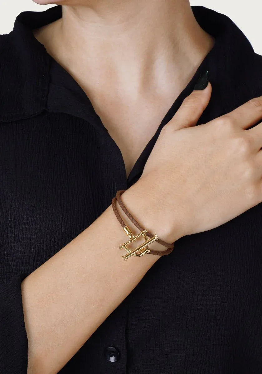 Cheval Leather Wrap Bracelet, Gold - Anabel Aram