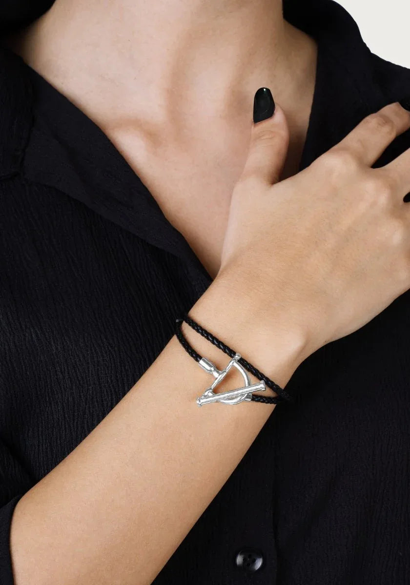 Cheval Leather Wrap Bracelet, Silver - Anabel Aram