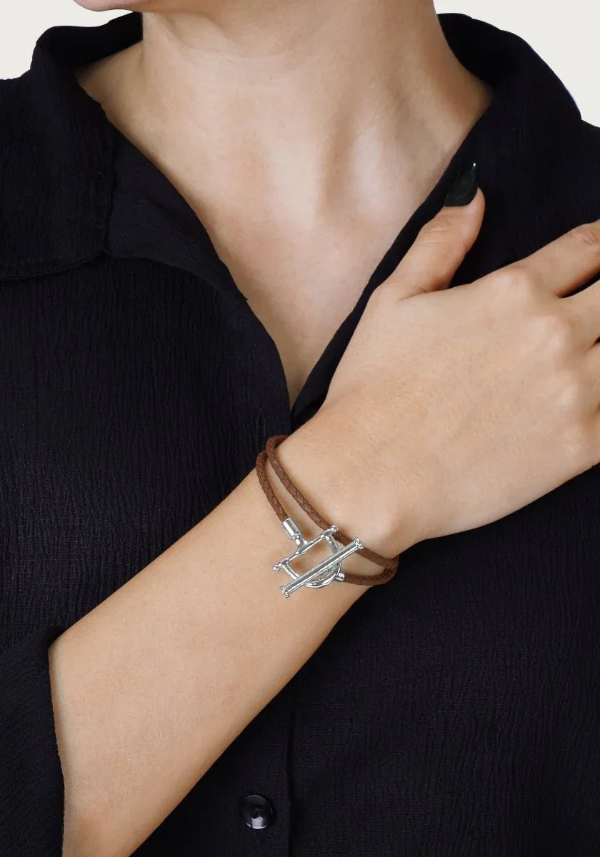 Cheval Leather Wrap Bracelet, Silver - Anabel Aram