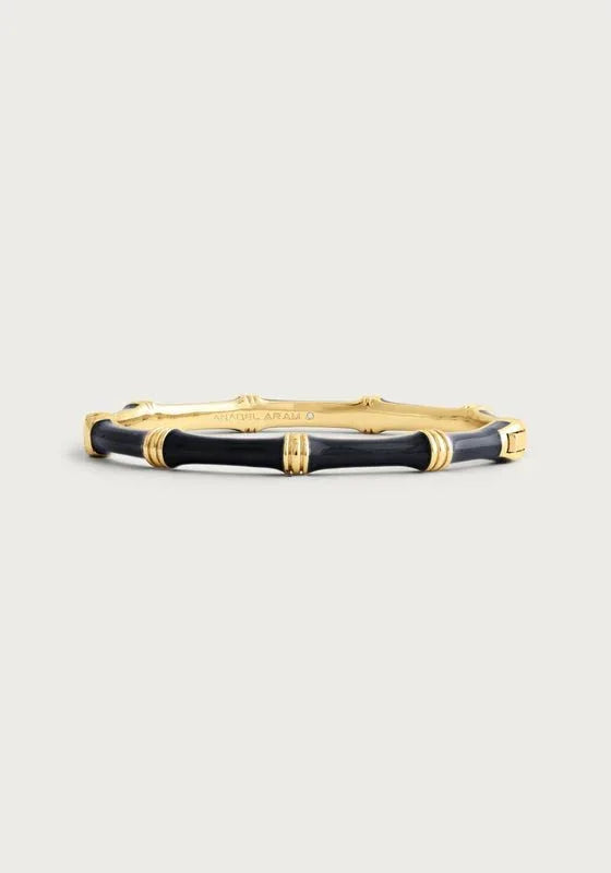 Bamboo Enameled Hinged Bangle - Anabel Aram