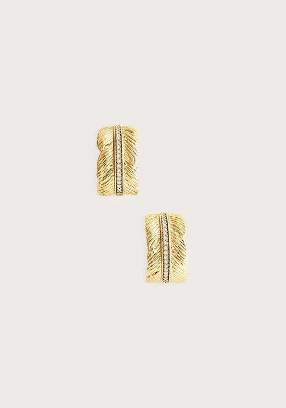 Feather Small Hoop Earrings - Anabel Aram
