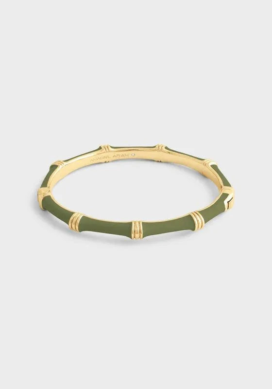 Bamboo Enameled Hinged Bangle - Anabel Aram