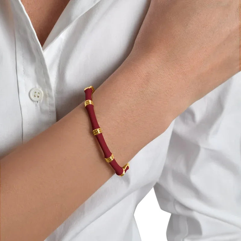 Bamboo Enameled Hinged Bangle - Anabel Aram