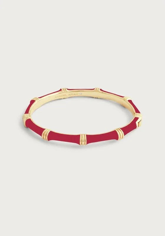 Bamboo Enameled Hinged Bangle - Anabel Aram