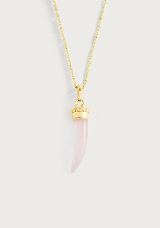 Milos Stone Horn Charm, Rose Quartz - Anabel Aram