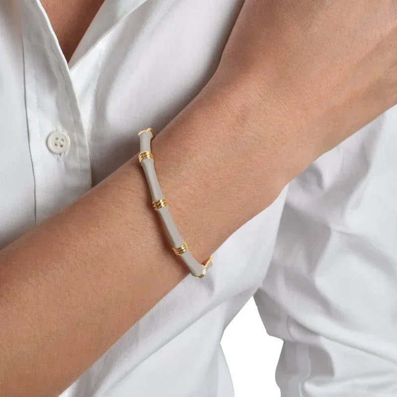 Bamboo Enameled Hinged Bangle - Anabel Aram