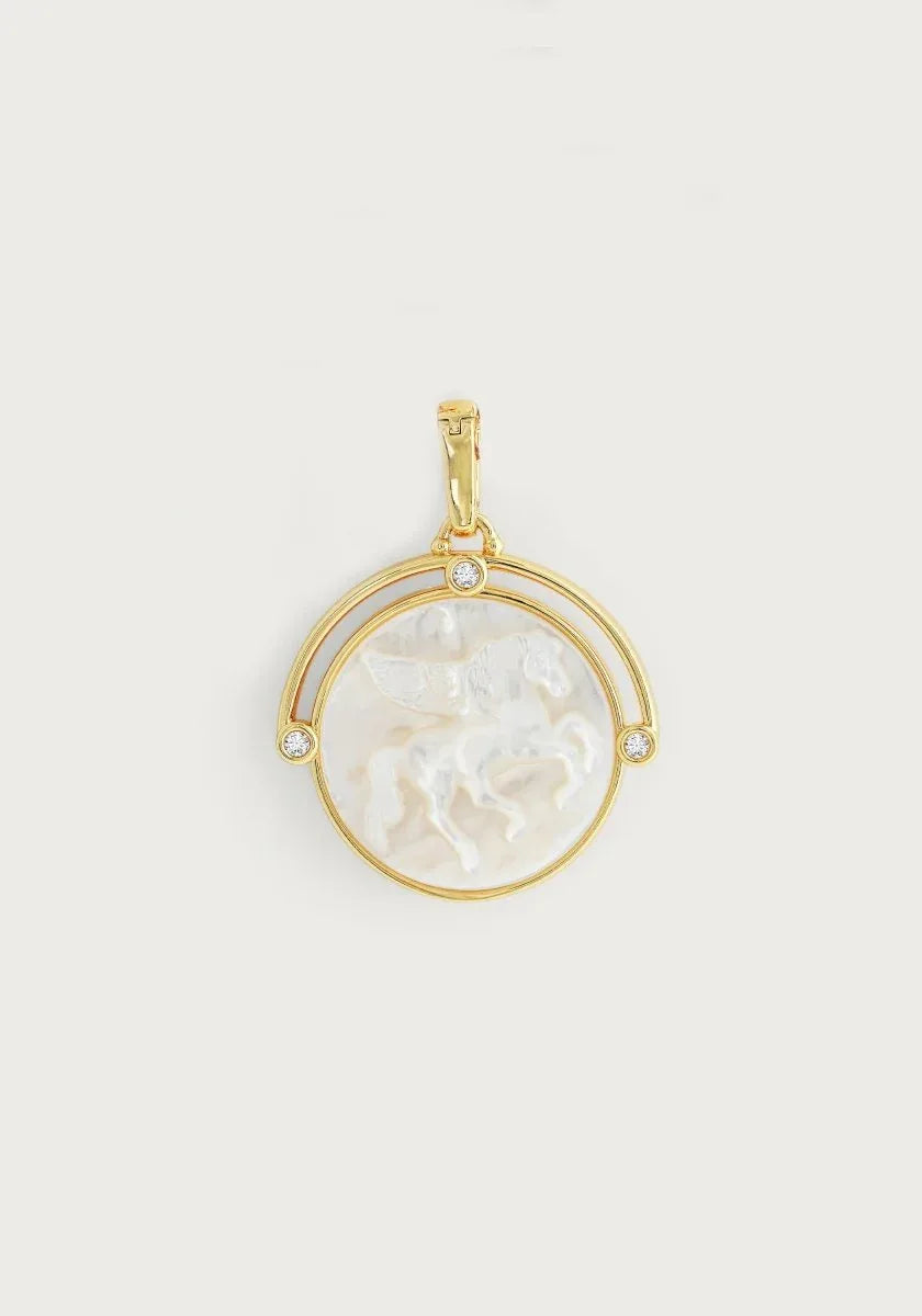 Pegasus Mother of Pearl Coin Charm - Anabel Aram