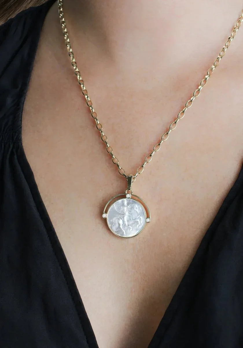 Pegasus Mother of Pearl Coin Charm - Anabel Aram