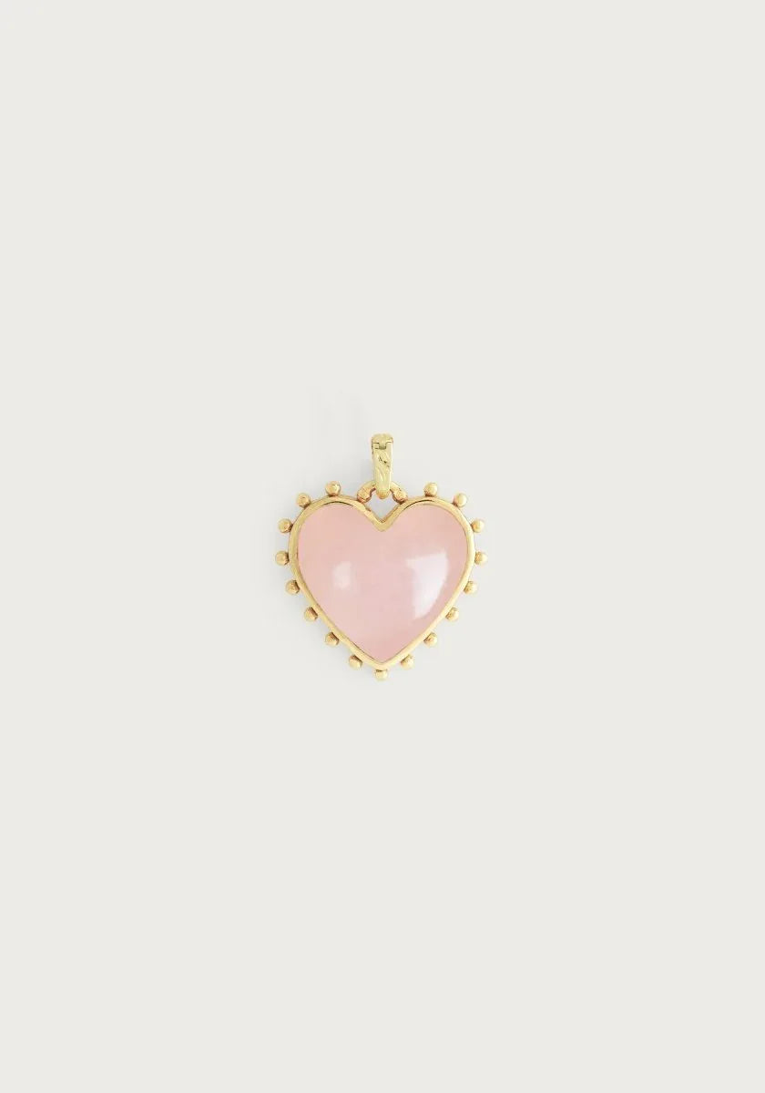 Heart with Stone Charm - Rose Quartz - Anabel Aram
