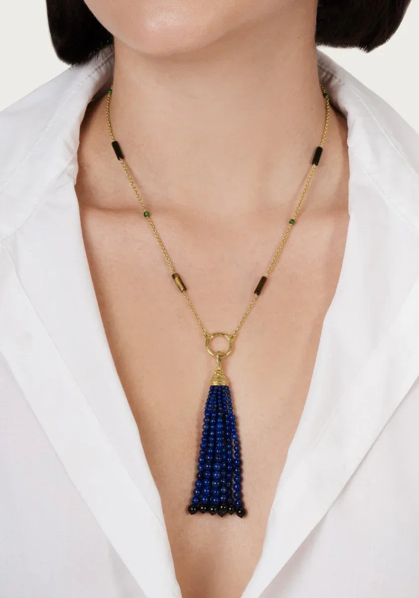 Forza Tassel Pendant, Lapis and Black Onyx - Anabel Aram