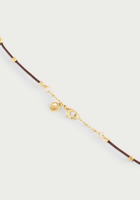 Milos Multi Beaded Necklace - Gold &amp; Leather