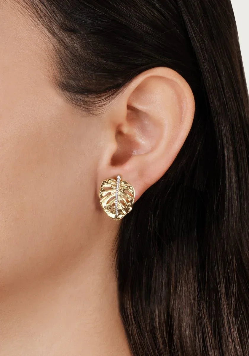 Monstera Palm Earrings, Small - Anabel Aram