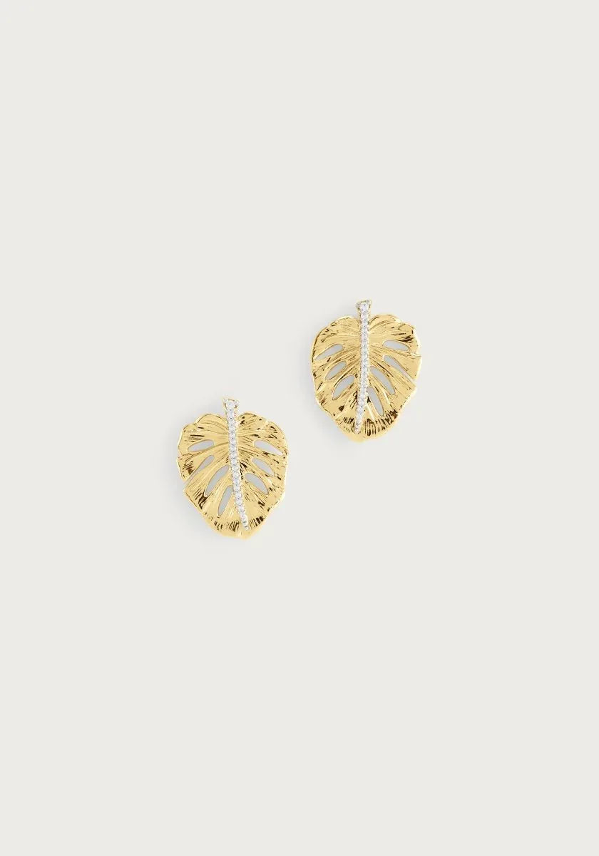 Monstera Palm Earrings, Small - Anabel Aram
