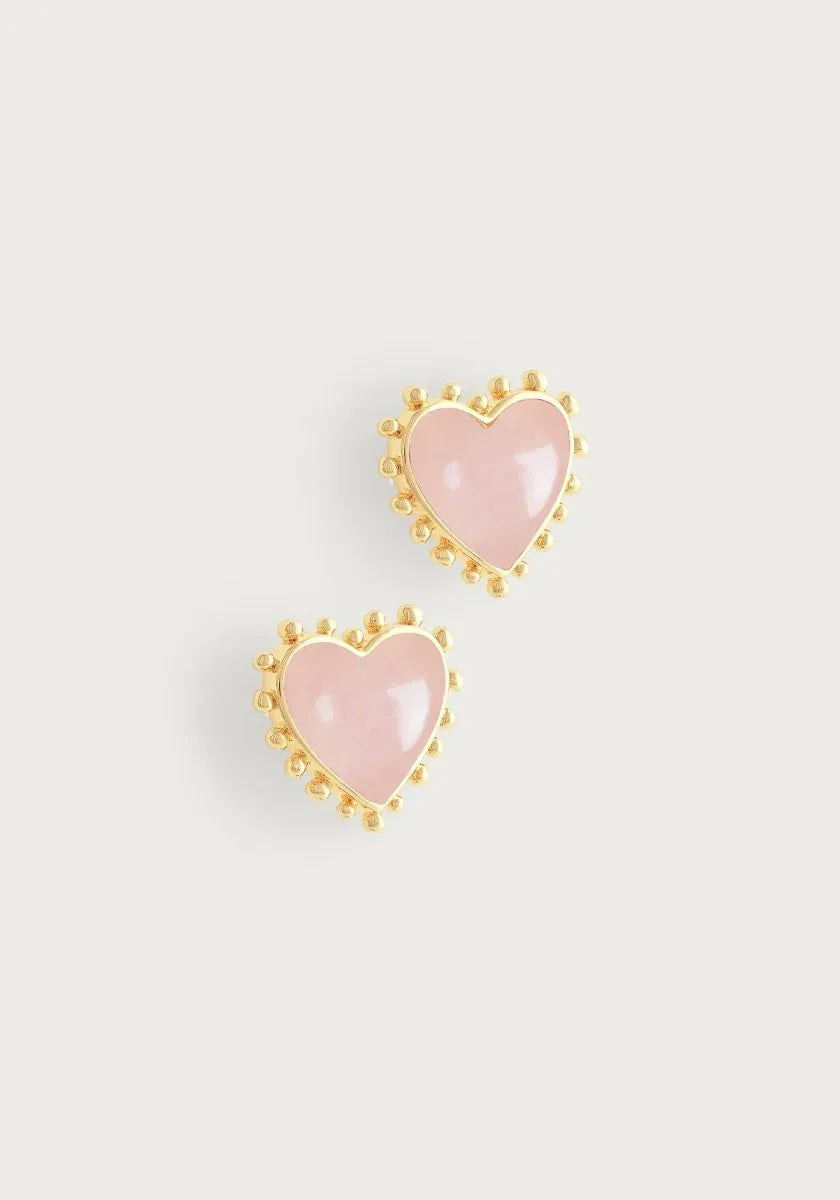 Heart With Stone Stud Earrings - Anabel Aram