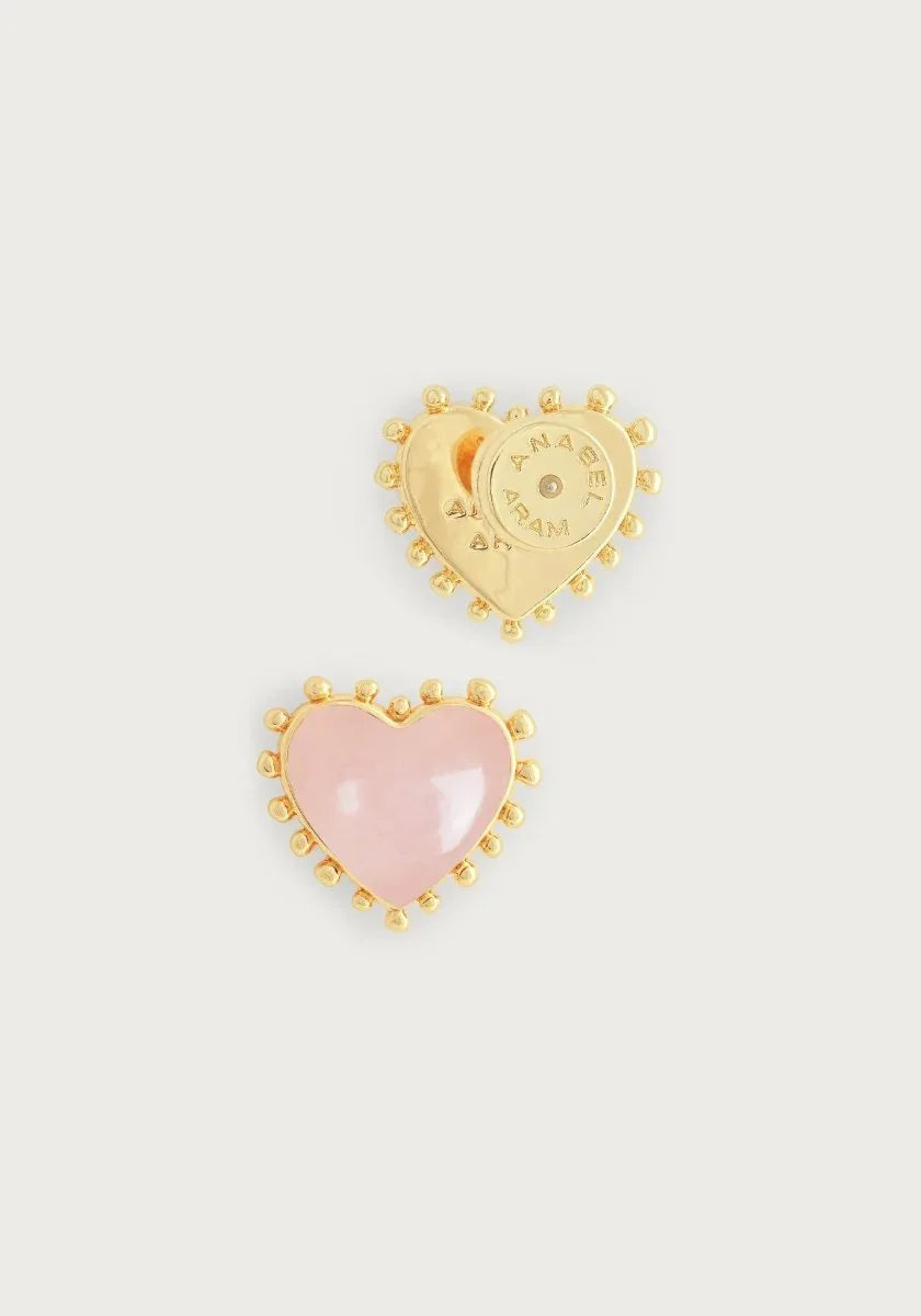 Heart With Stone Stud Earrings - Anabel Aram