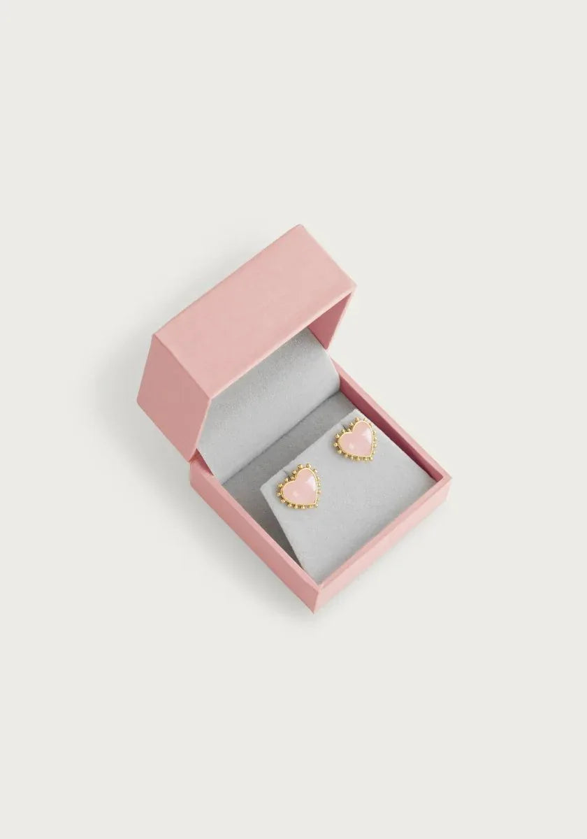 Heart With Stone Stud Earrings - Anabel Aram