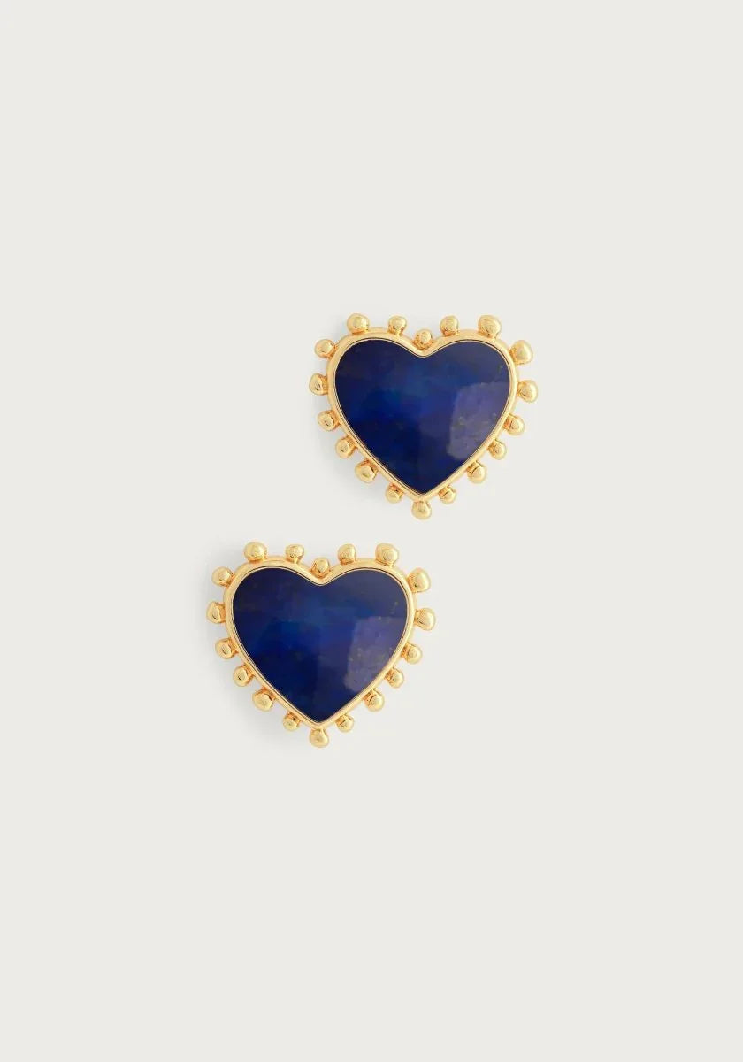 Heart With Stone Stud Earrings - Anabel Aram