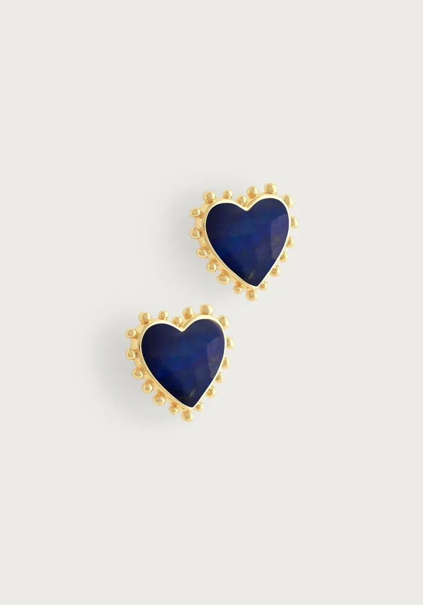 Heart With Stone Stud Earrings - Anabel Aram