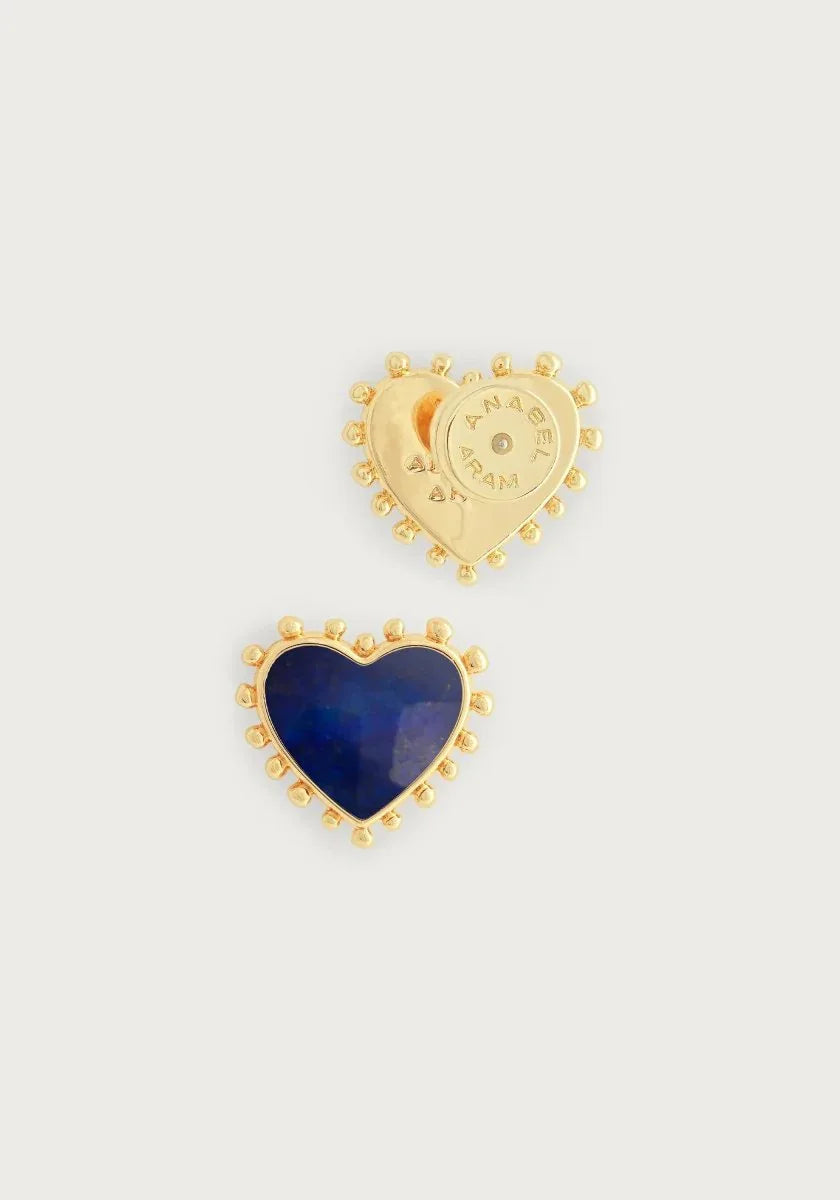 Heart With Stone Stud Earrings - Anabel Aram