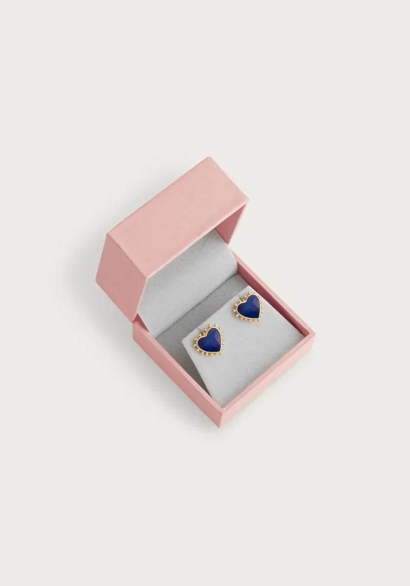 Heart With Stone Stud Earrings - Anabel Aram