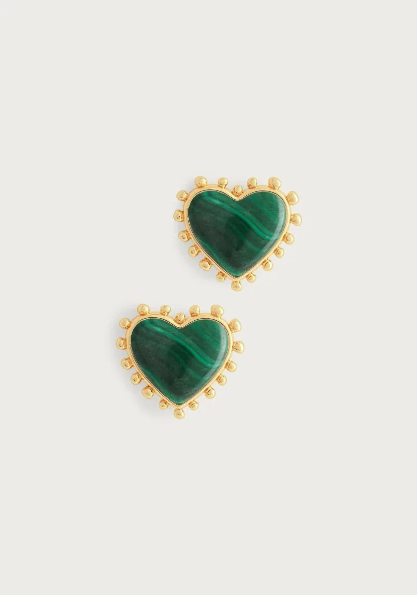 Heart With Stone Stud Earrings - Anabel Aram