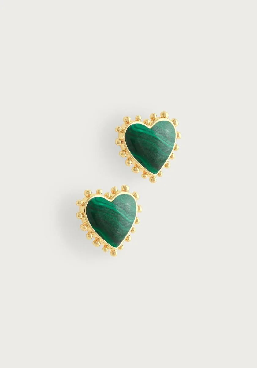 Heart With Stone Stud Earrings - Anabel Aram