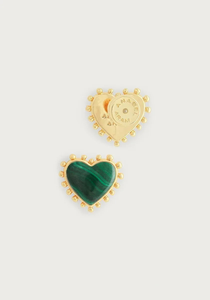 Heart With Stone Stud Earrings - Anabel Aram