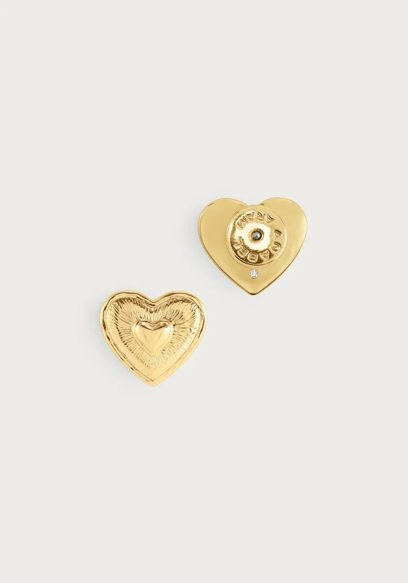 Heart Radiant Gold Stud Earrings - Anabel Aram
