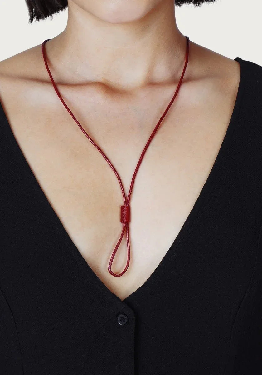Cheval Leather Necklace, Silver - Anabel Aram