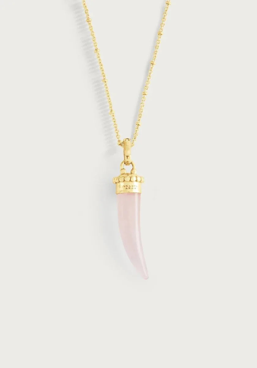 Milos Stone Horn Charm, Rose Quartz
