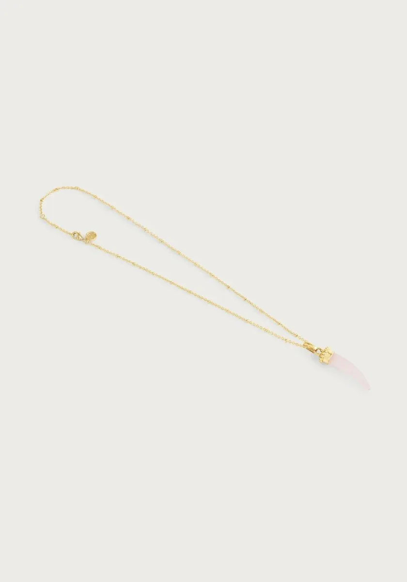 Milos Stone Horn Charm, Rose Quartz