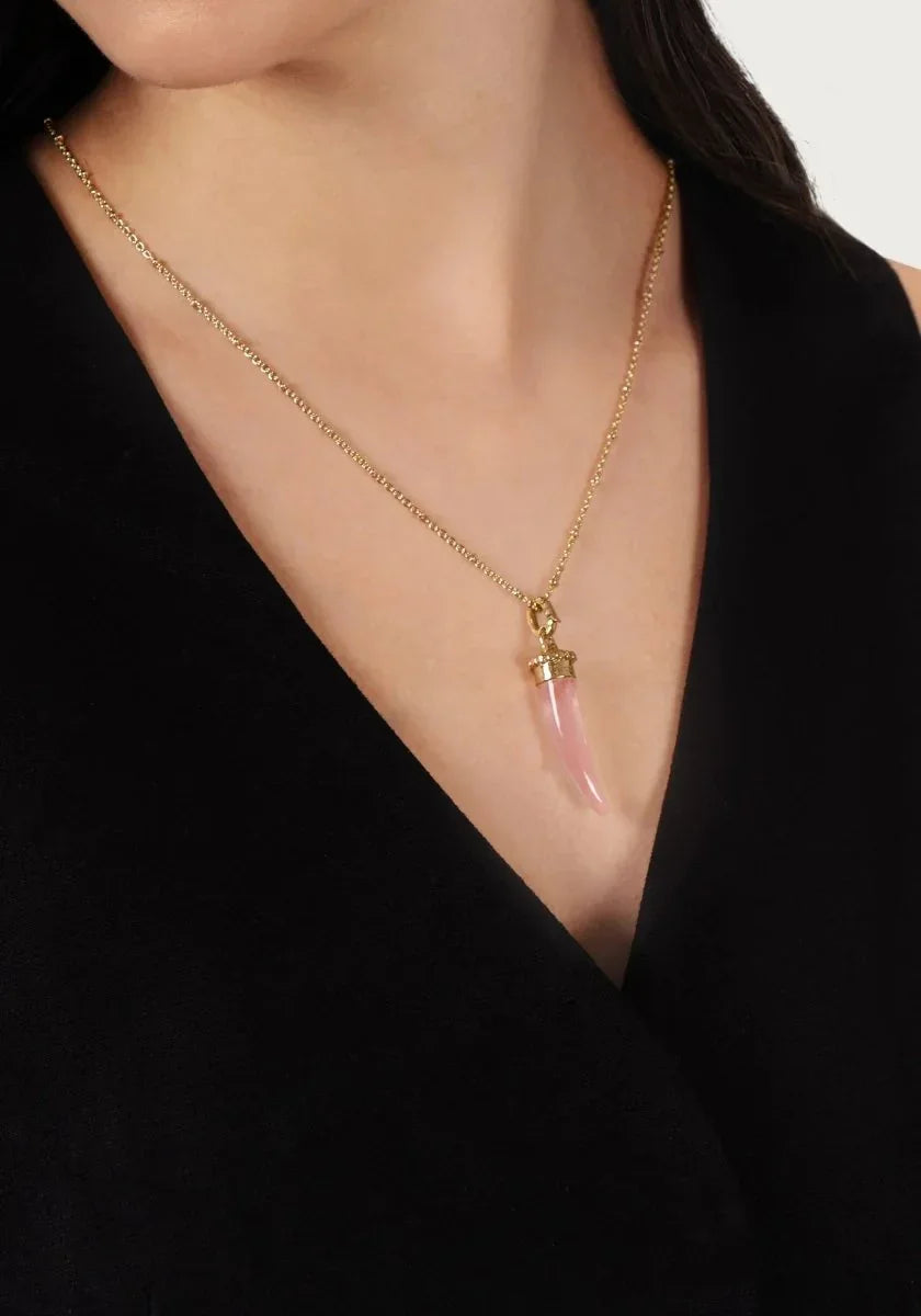 Milos Stone Horn Charm, Rose Quartz - Anabel Aram