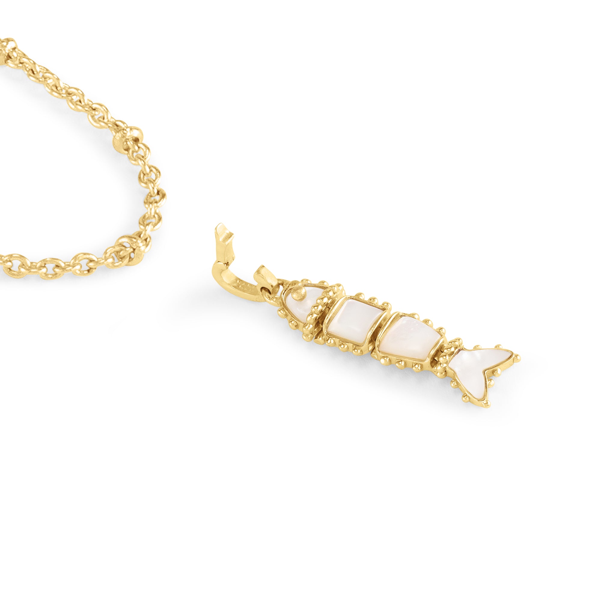 Milos Stone Fish Charm, Pearl