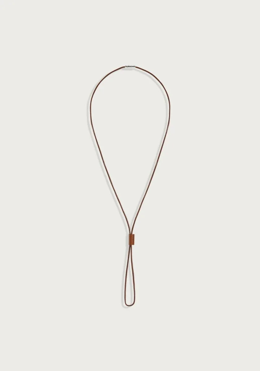 Cheval Leather Necklace, Silver - Anabel Aram