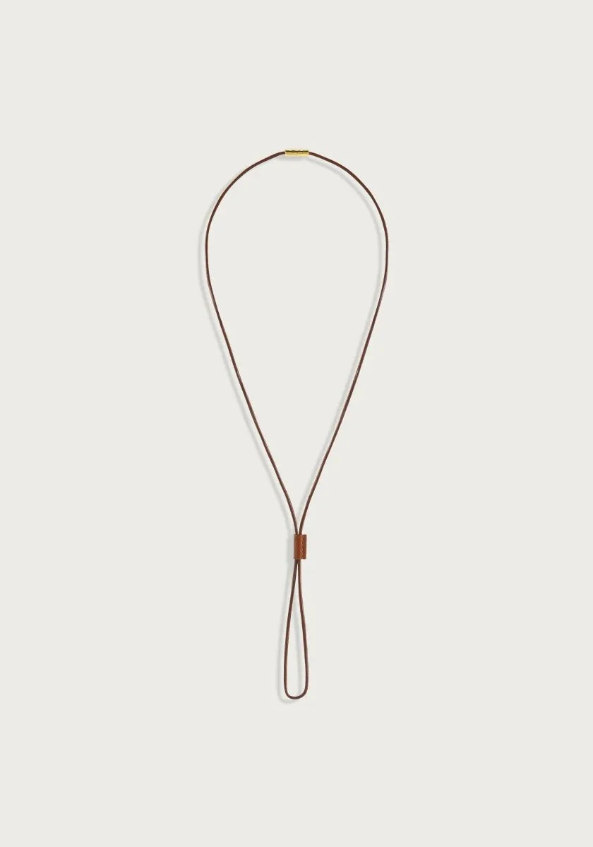 Cheval Leather Necklace, Gold - Anabel Aram