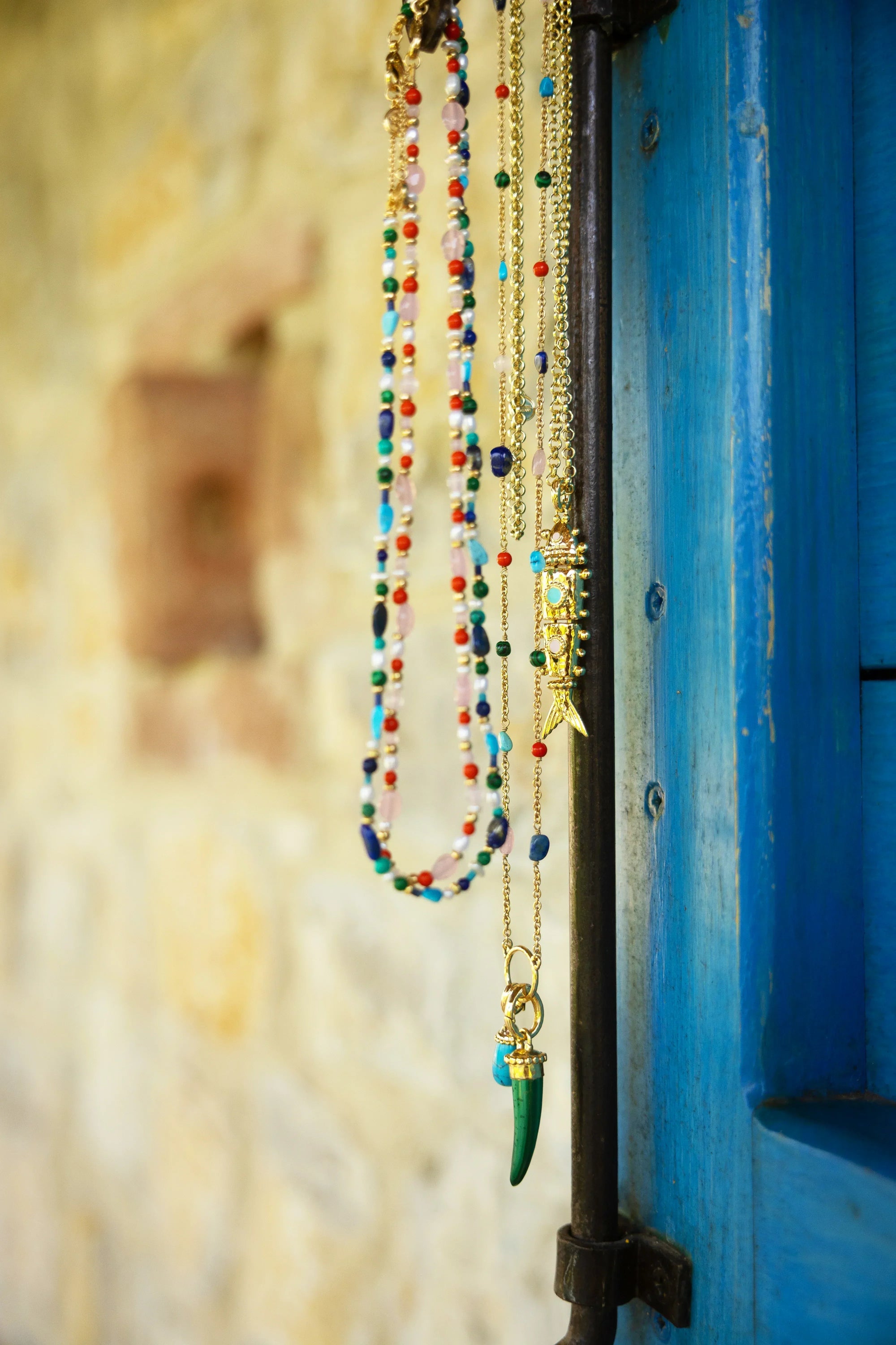 Milos Beaded Necklace, Warm