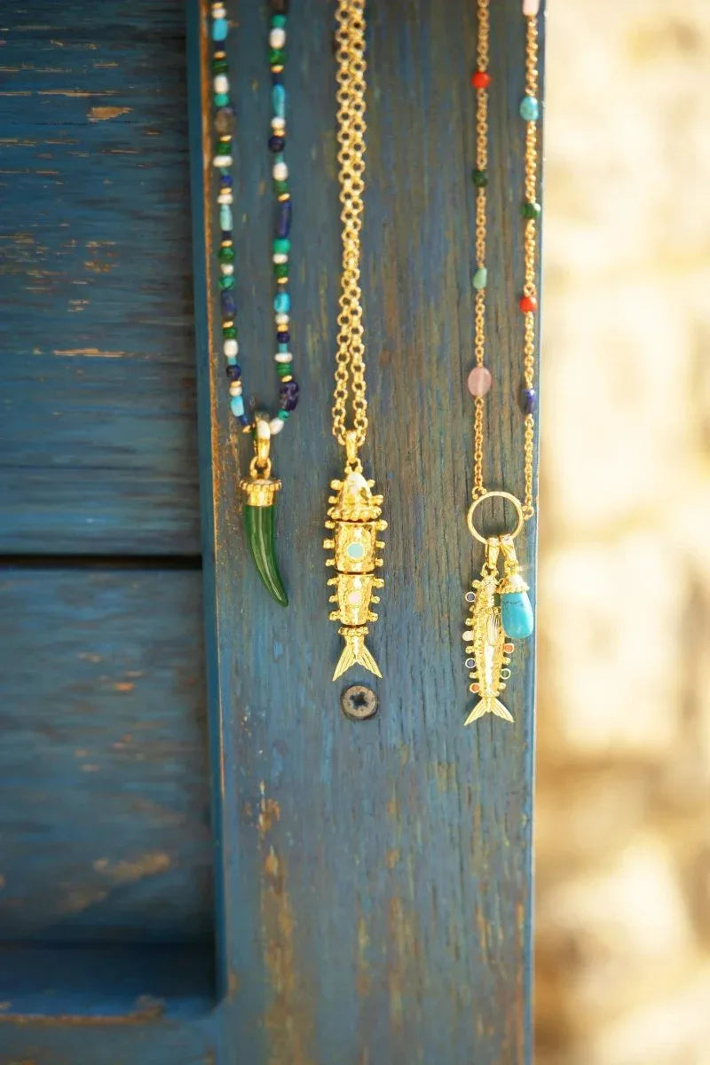 Milos Stone Horn Charm, Malachite - Anabel Aram