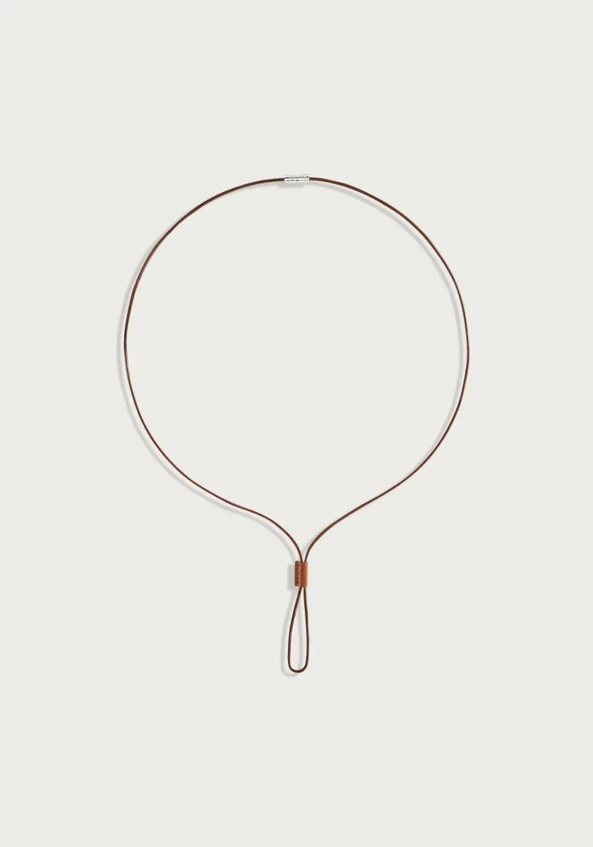 Cheval Leather Necklace, Silver - Anabel Aram