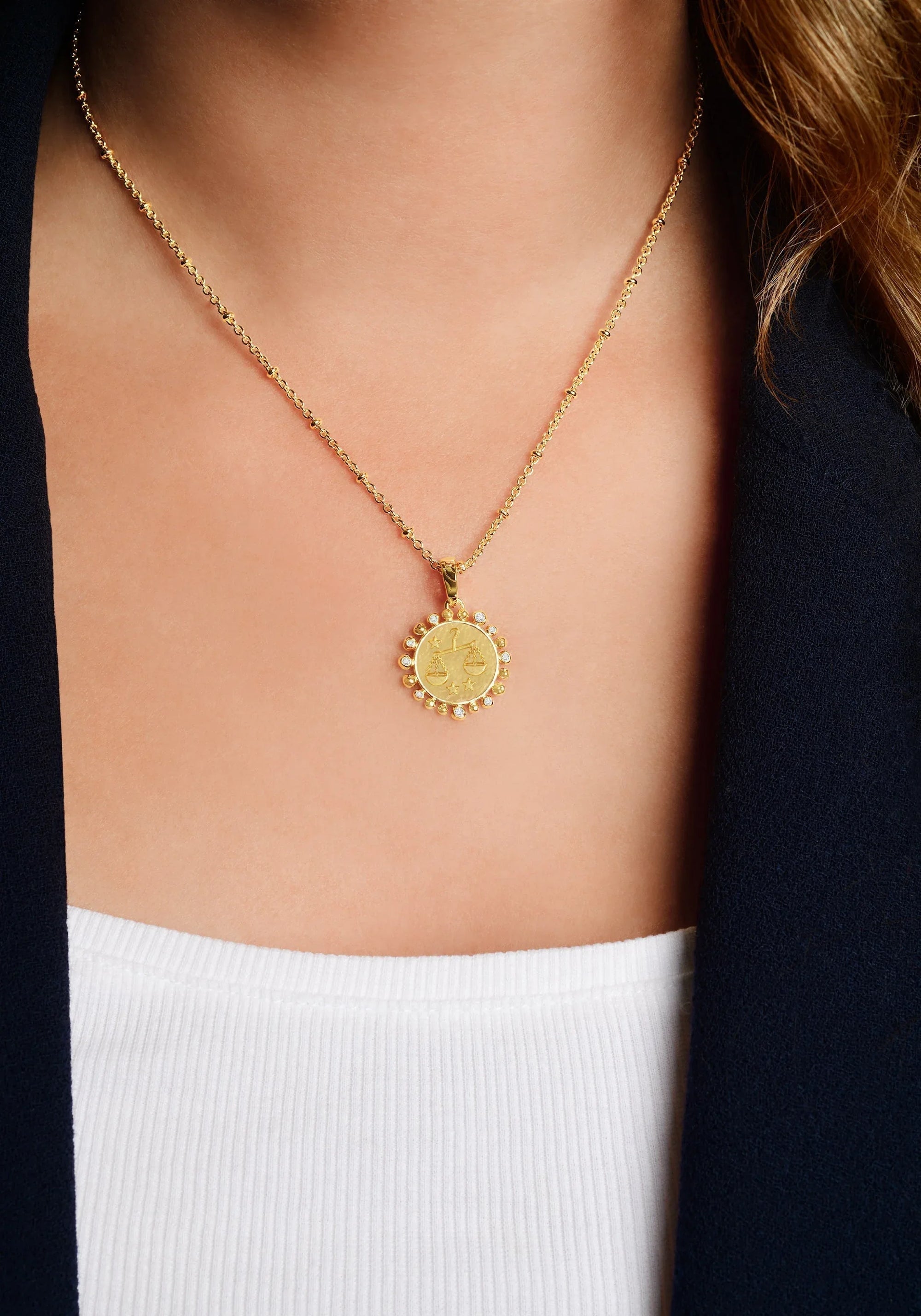 Zodiac Pendant Necklace, Libra