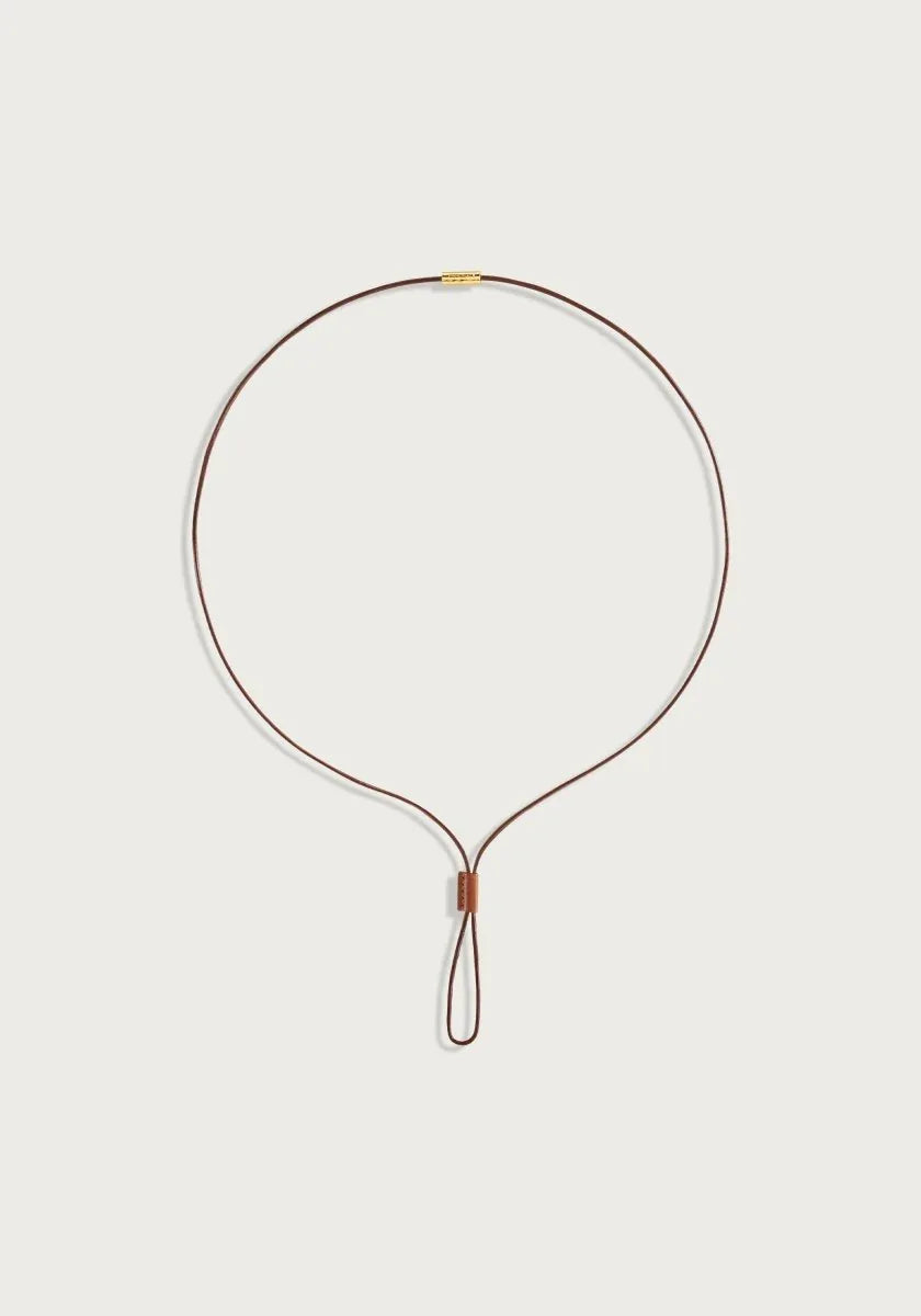 Cheval Leather Necklace, Gold - Anabel Aram