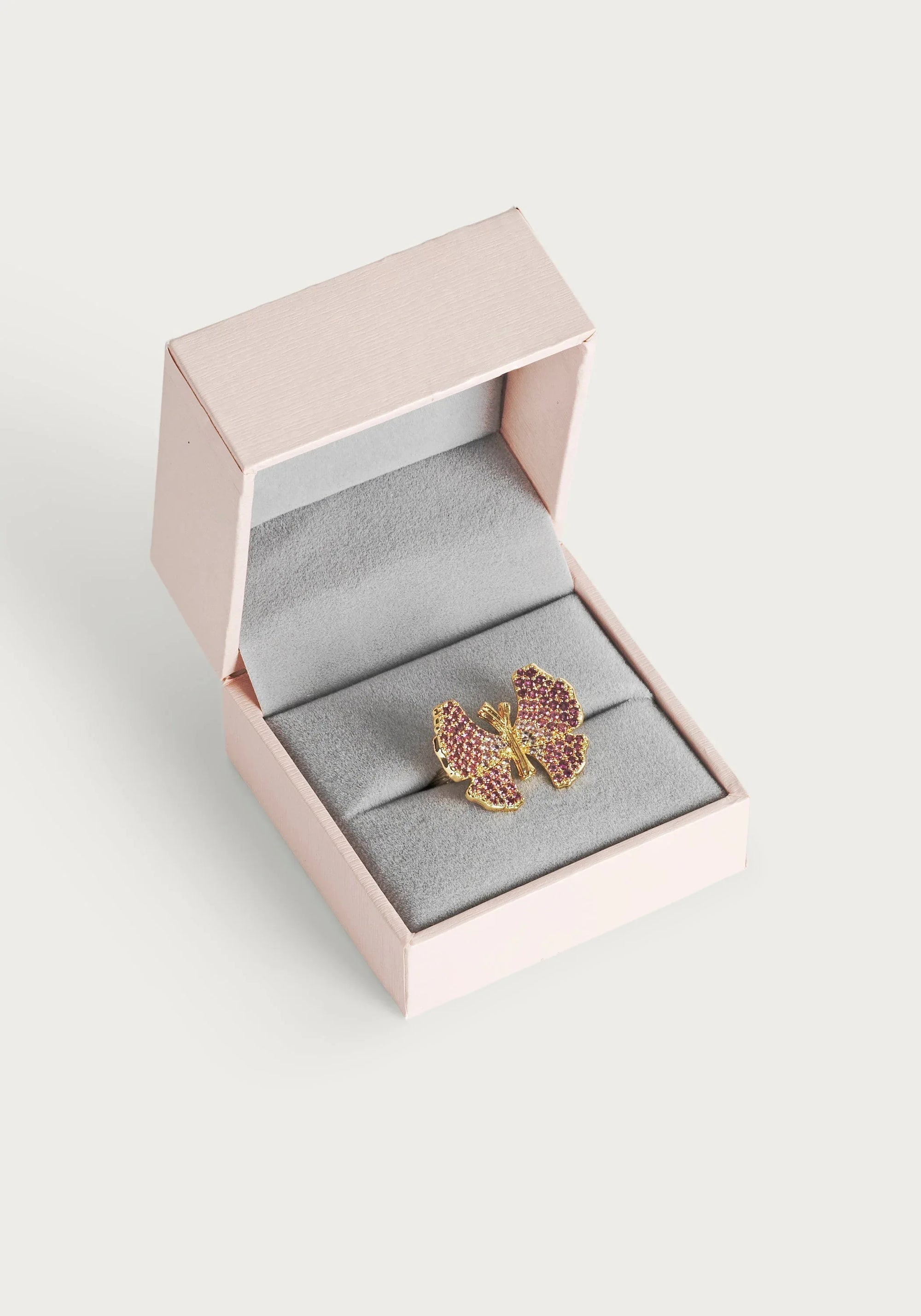 Butterfly Pink Pavé Ring